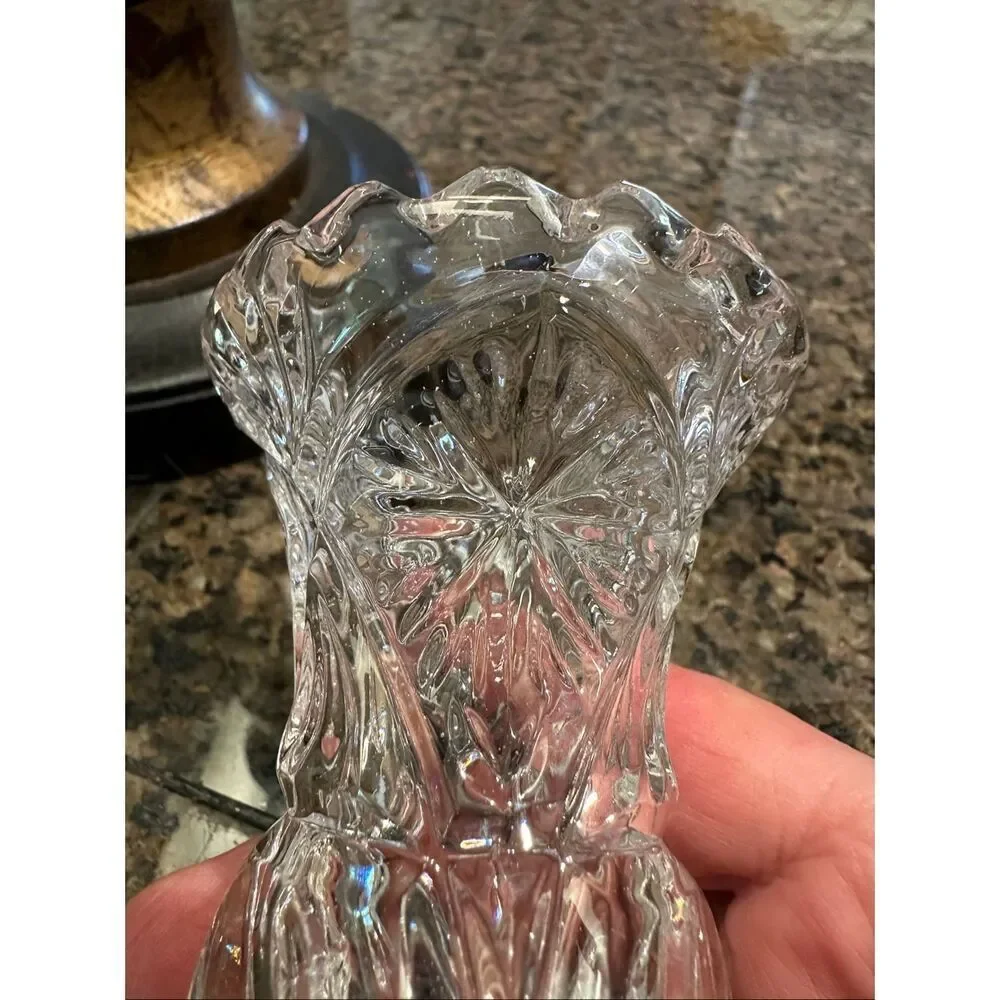 Vintage cut, glass face or toothpick holder
